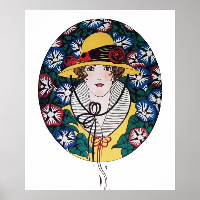 Affiche Lady with Morning Glories (Devant)