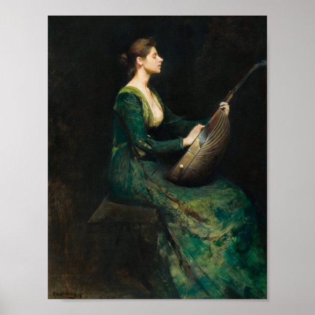 Affiche Lady with the luth de Thomas Dewing (Devant)