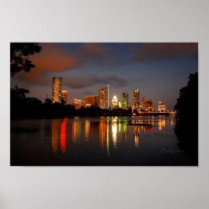 Affiche Ladybird Lake Austin Texas Night Skyline