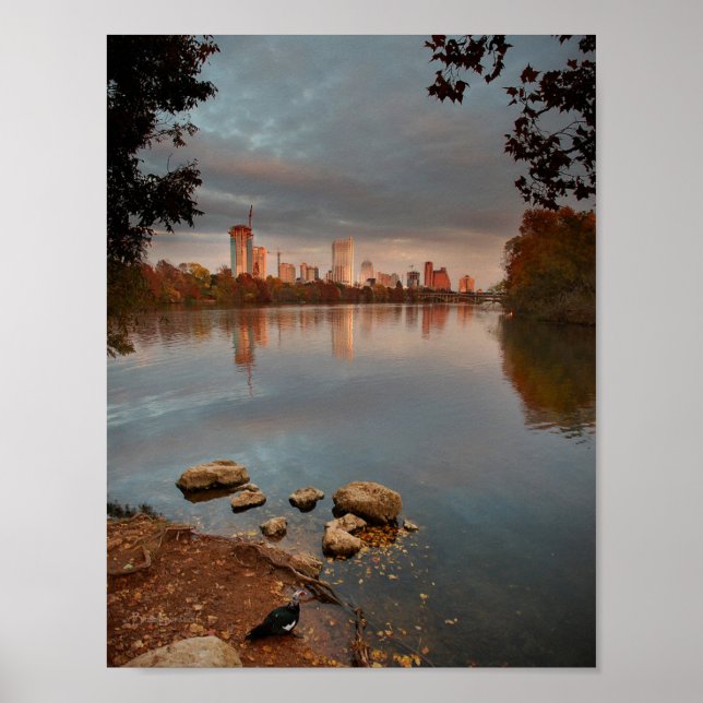 Affiche Ladybird Lake Sunrise 2 - Austin Texas Skyline (Devant)