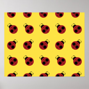 Affiche Ladybug 60s rétro cool rouge jaune