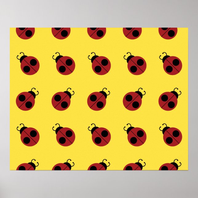Affiche Ladybug 60s rétro cool rouge jaune (Devant)