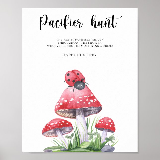 Affiche Ladybug - chasse à la suce jeu de baby shower (Devant)