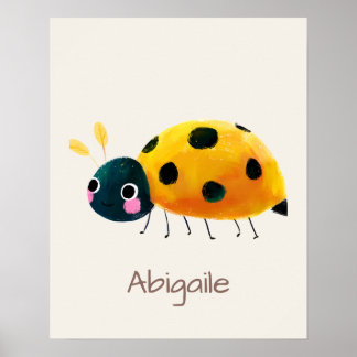 Affiche Ladybug Nursery Name Wall Art Print