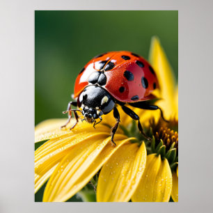 Affiche Ladybug sur la photographie de tournesol