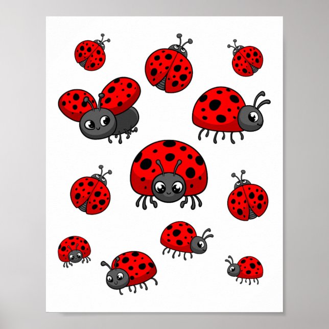 Affiche Ladybugs Art Pour Garçon Fille Enfant Insect Ladyb (Devant)