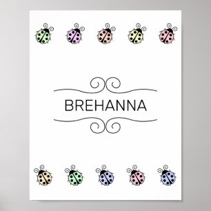 Affiche Ladybugs Pastel Multicolor Bordure en blanc