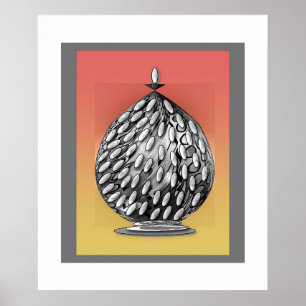 Affiche L'affiche d'art du pot à gingembre gris