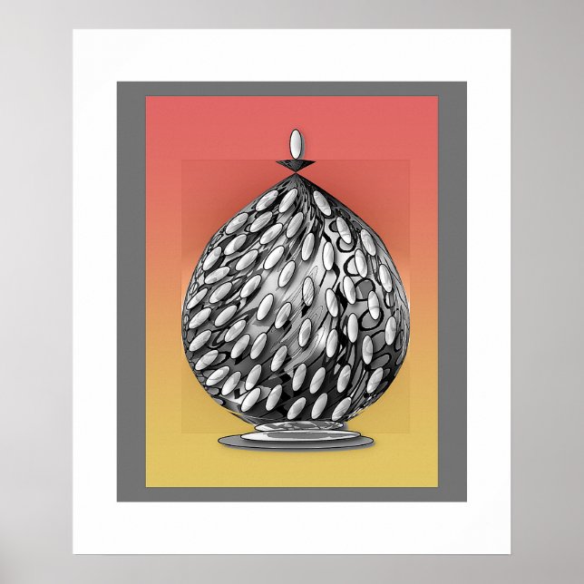 Affiche L'affiche d'art du pot au gingembre gris (Devant)