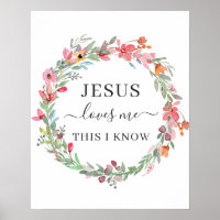 L'affiche de la couronne d'aquarelle Jesus Love Me