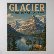 L'affiche de montagne de style WPA vintage du parc