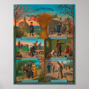 Affiche L'affiche de tempérance vintage Les Deux Chemins
