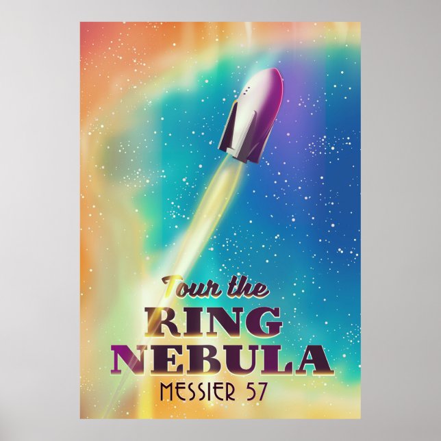 Affiche L'affiche de voyage spatial de la Nebula anneaux ( (Devant)