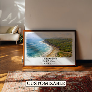 Affiche L'affiche des Hamptons New York, Aquarelle, Sur me