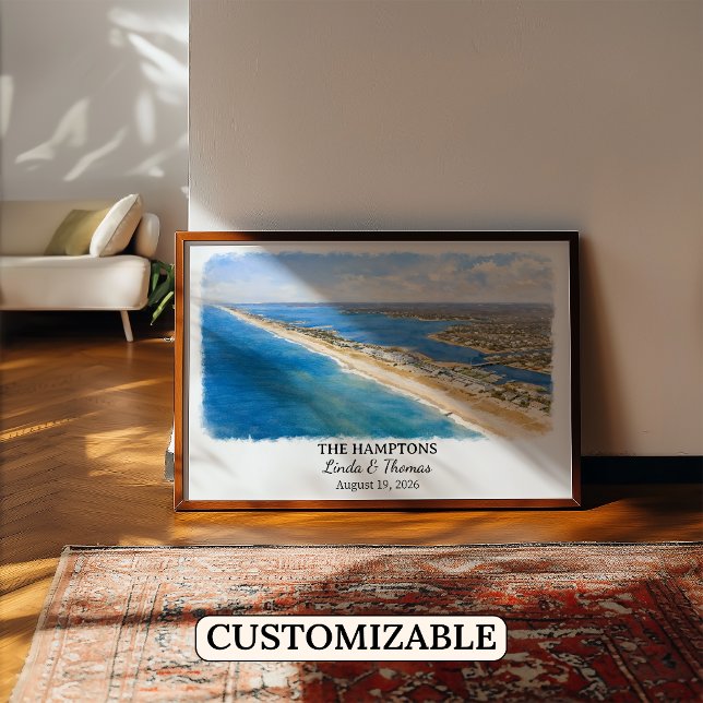 Affiche L'affiche des Hamptons New York, Aquarelle, Sur me (Créateur téléchargé)