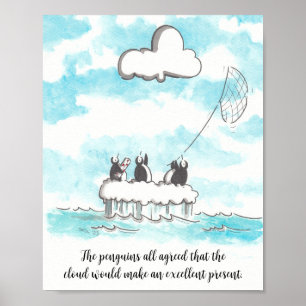 Affiche L'affiche des pingouins et du mur du nuage