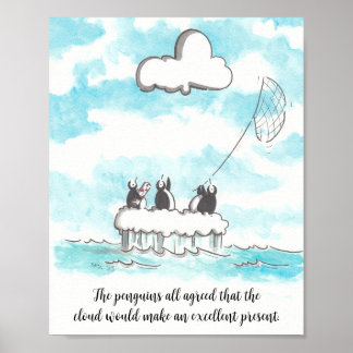 Affiche L'affiche des pingouins et du mur du nuage