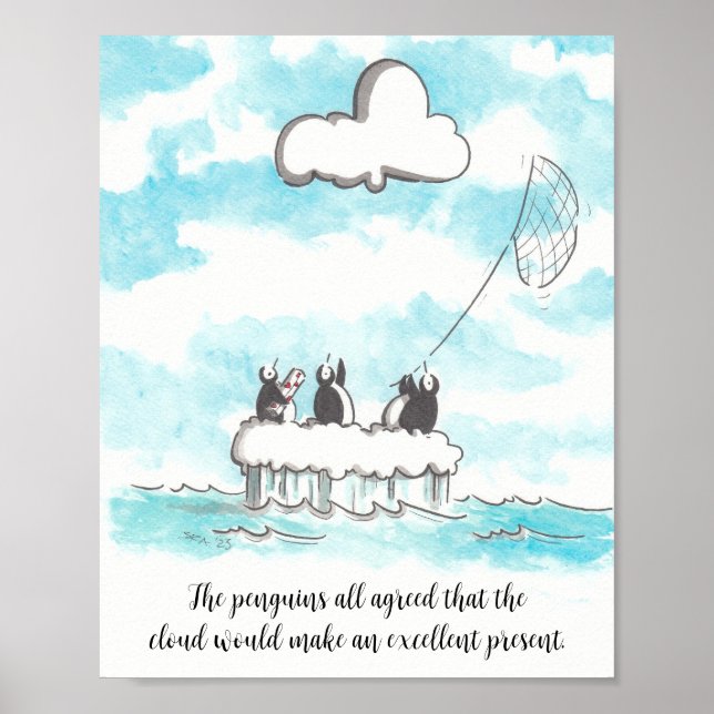 Affiche L'affiche des pingouins et du mur du nuage (Devant)