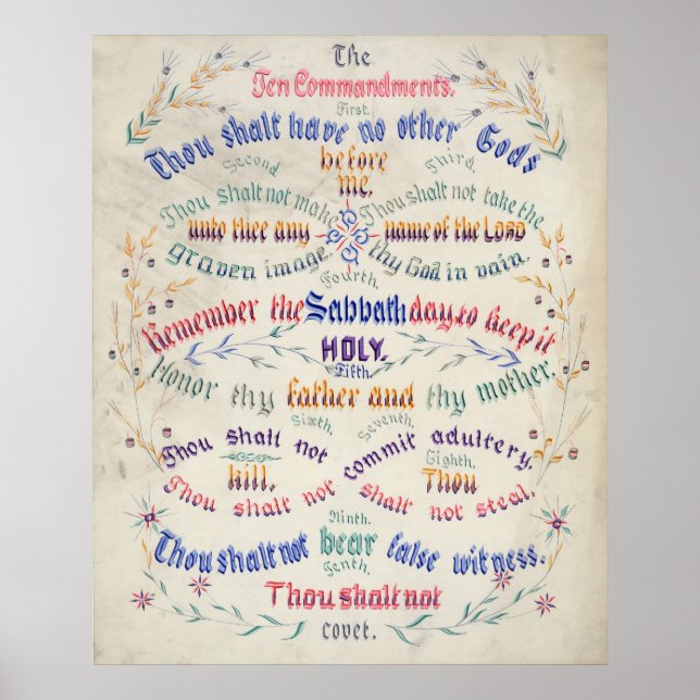 Affiche L'affiche et l'impression des Dix Commandements (Devant)