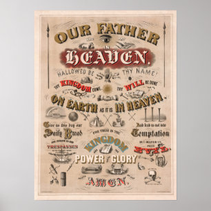 Affiche L'affiche illustrée vintage de la prière du Seigne