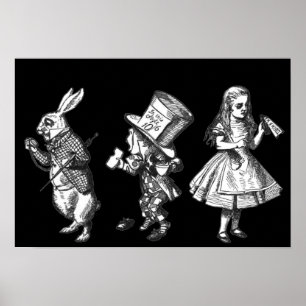 Affiche L'affiche Rabbit, Hatter & Alice Wonderland