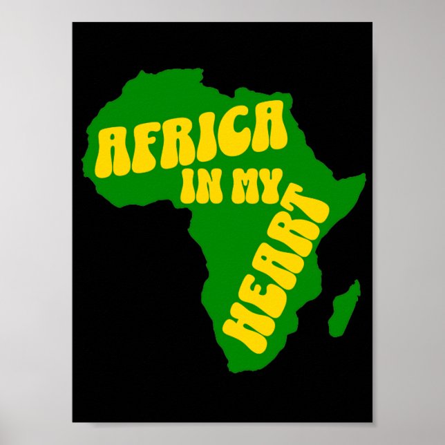 Affiche L'Afrique Dans Mon Coeur Design Cool (Devant)