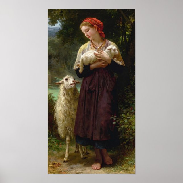 Affiche L'agneau nouveau-né de William Bouguereau (Devant)