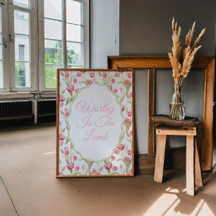 Affiche L'agneau rose Tulipe Christian Mur Art