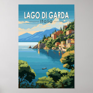 Affiche Lago di Garda Italia Travel Art Vintage