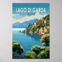 Lago di Garda Italie Voyage Art Rétro