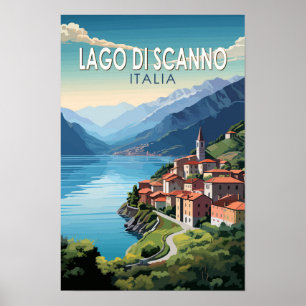 Affiche Lago di Scanno Italia Travel Art Vintage