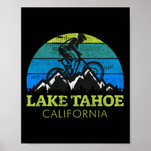 Affiche Lago Tahoe California VTT Mtb Vintage