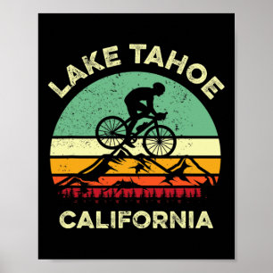 Affiche Lago Tahoe California VTT Retro Montaña