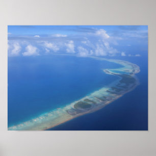 Affiche Lagon bleu de Rangiroa depuis l'avion