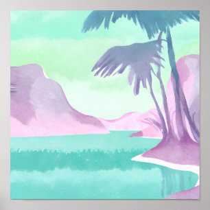 Affiche Lagon caché Pastel