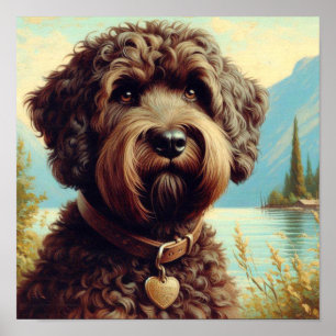Affiche Lagotto vintage Romagnolo Peinture