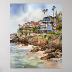 Affiche Laguna Beach Watercolor Art Imprimer l'affiche