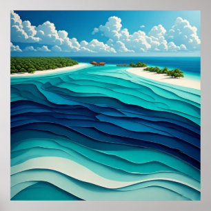 Affiche Lagune Turquoise Abstraite 🌊