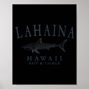Affiche Lahaina hawaii requin vintage ardoise art pêche