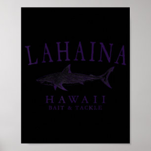 Affiche Lahaina hawaii requin vintage prune art pêche 