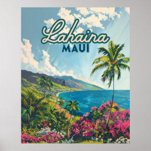Affiche Lahaina Maui Hawaii Beach Coast Retro