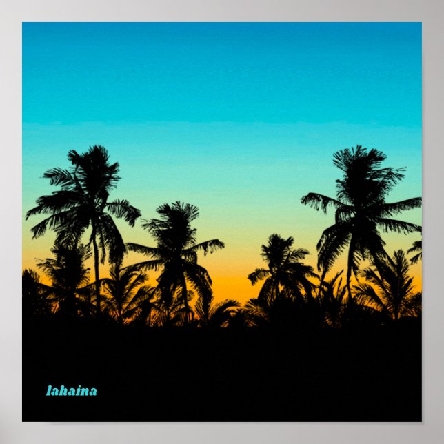 Affiche Lahaina Maui Hawaii Souvenir Cool du coucher de so (Devant)