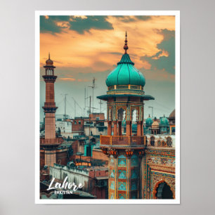 Affiche Lahore Pakistan Art Voyage célèbre place