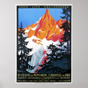 Affiche L'Aiguille du Midi et le Mont Blanc Vintage voyage