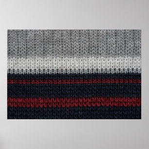 Affiche Laine de tricot noire et grise avec soie rouge et 