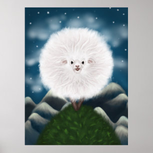 Affiche Laine Whimsical : Moutons Super Fluffy Silly sur
