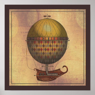 Affiche L'Airship Nautisme Steampunk Volant Machine