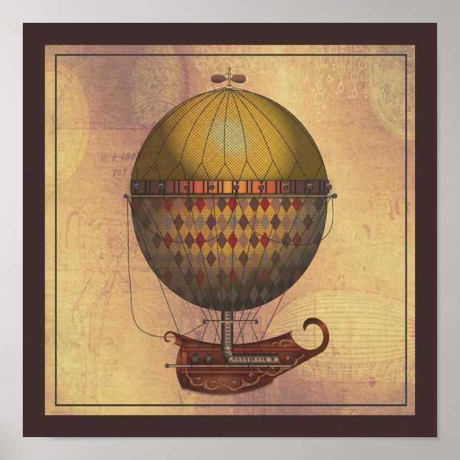 Affiche L'Airship Nautisme Steampunk Volant Machine (Devant)