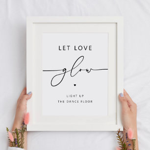 Affiche Laisse L'Amour Luminer. Mariage minimaliste noir e
