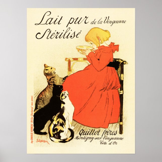 Affiche LAISSER LA POUCE STÉRILISER LE Lait Frais Et Vinta (Devant)